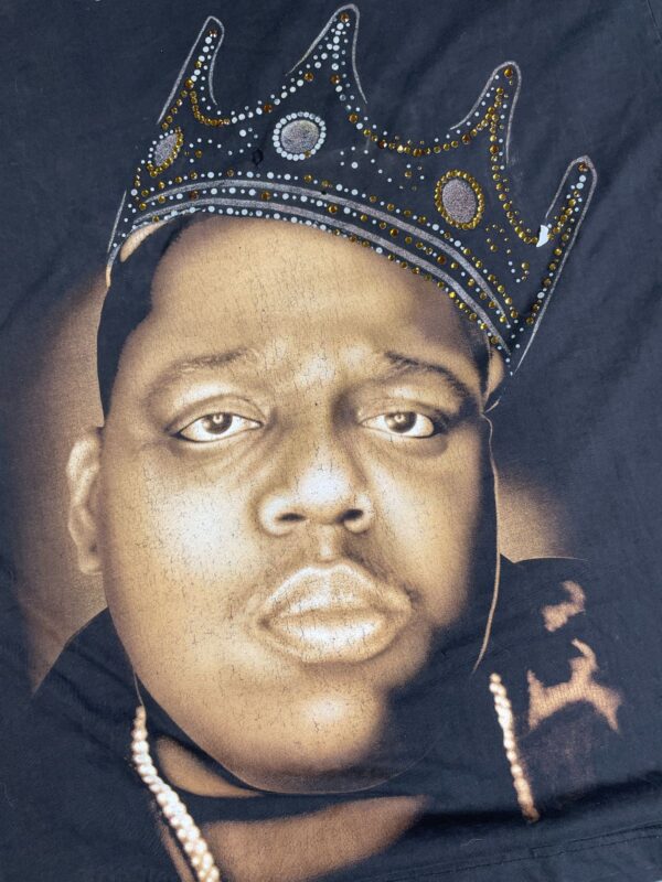 *AS-IS* NOTORIOUS BIG BIGGIE SMALLS PORTRAIT W/ EMBELLISHED RHINESTONE CROWN T-SHIRT