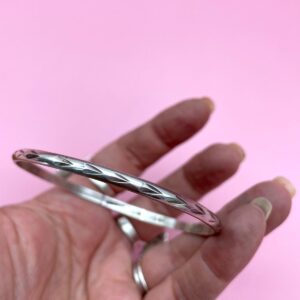 Photo detail:KILLER! CHEVRON ENGRAVED 925 STERLING SILVER BANGLE BRACELET *STAMPED MEXICO