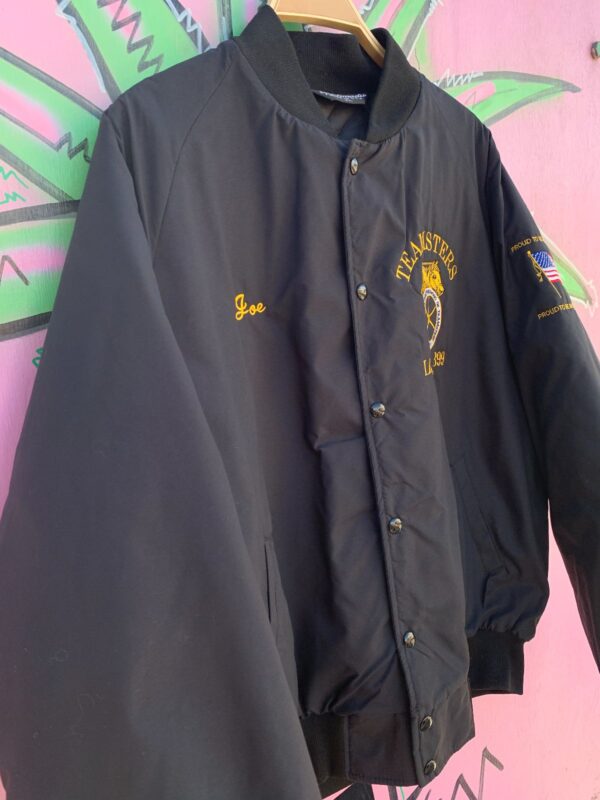 EMBROIDERED TEAMSTERS HOLLYWOOD NYLON SNAP UP BOMBER JACKET