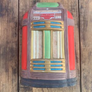 Photo detail:VINTAGE CERAMIC WINDUP MUSICAL JUKEBOX COIN BANK