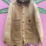 PERFECTLY DISTRESSED BLANKET LINED CHORE JACKET W/ CORDUROY COLLAR