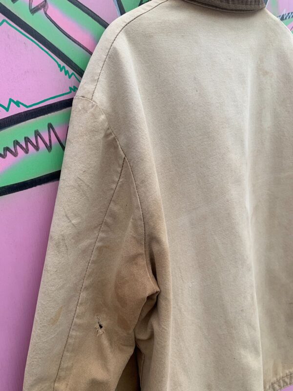 PERFECTLY DISTRESSED BLANKET LINED CHORE JACKET W/ CORDUROY COLLAR