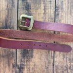 CLASSIC SOFT BROWN LEATHER BELT OXIDIZED BRASS BUCKLE