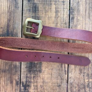 Photo detail:CLASSIC SOFT BROWN LEATHER BELT OXIDIZED BRASS BUCKLE