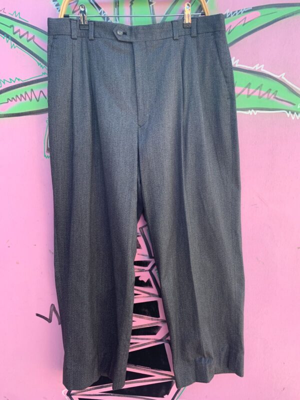 1980S COTTON HERRINGBONE STYLE PLEATED TROUSERS