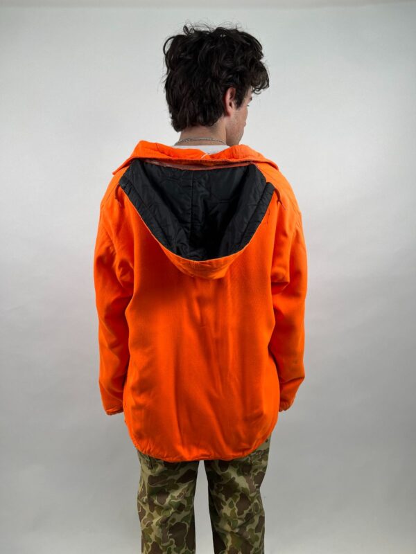 *AS-IS* 1970S BRIGHT NEON ORANGE QUILT LINED ZIP UP JACKET