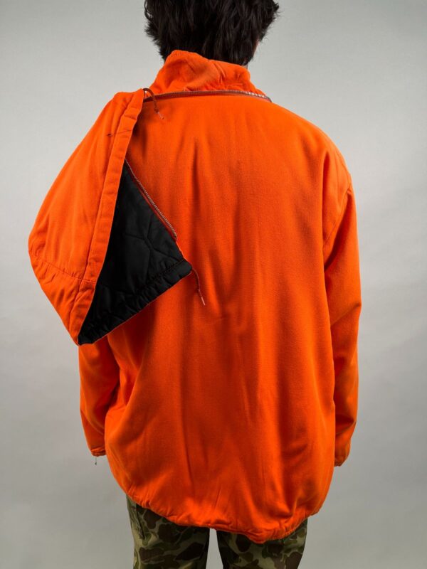 *AS-IS* 1970S BRIGHT NEON ORANGE QUILT LINED ZIP UP JACKET