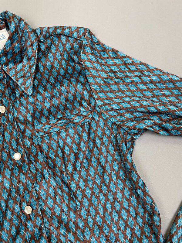 SUPER RAD 1990S VELVET ARGYLE PRINT LONG SLEEVE BUTTON DOWN SHIRT