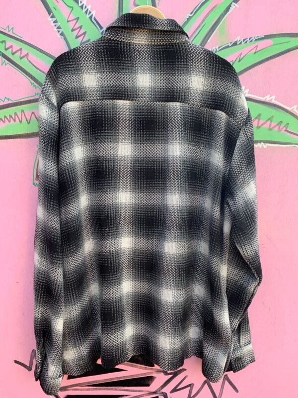 NICE! HEAVY TEXTILE OVERSIZED SHADOW PLAID FLANNEL SHIRT