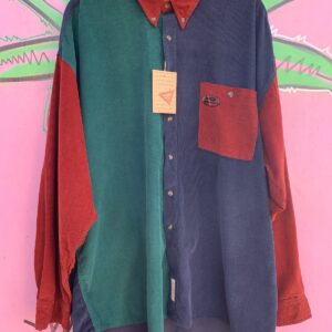 Photo detail:NWT DEADSTOCK 1990S MADE IN HONG KONG COLORBLOCK CORDUROY LONG SLEEVE BUTTON DOWN SHIRT