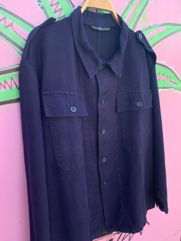 HEAVY TWILL OVERDYED BUTTON UP EUROPEAN WORK WEAR JACKET, COOL INTERIOR UTILITY POCKET