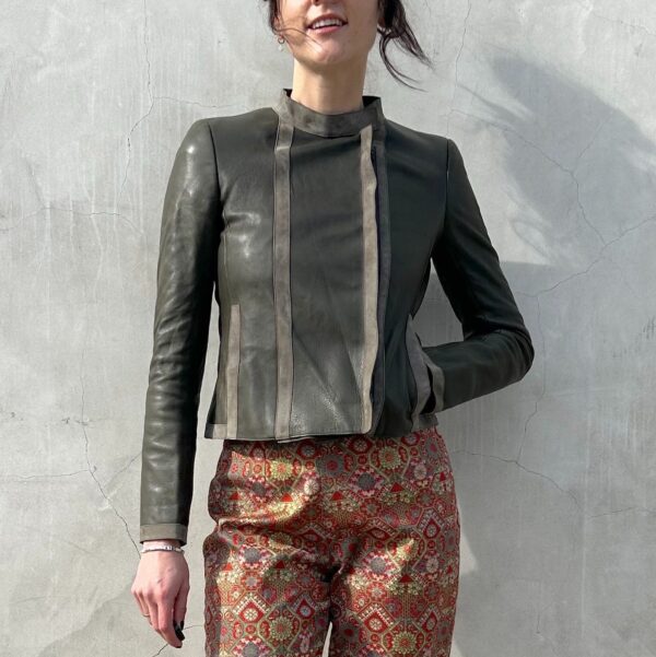 NWT GORGEOUS CROPPED BUTTER LEATHER JACKET SUEDE VERTICAL BINDING