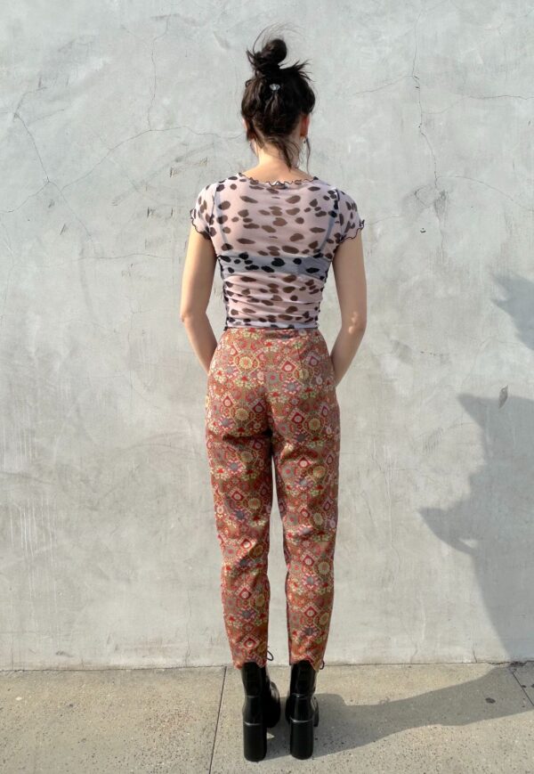 GORGEOUS! 1960S HIGH WAIST MOORISH PATTERN JACQUARD TROUSERS