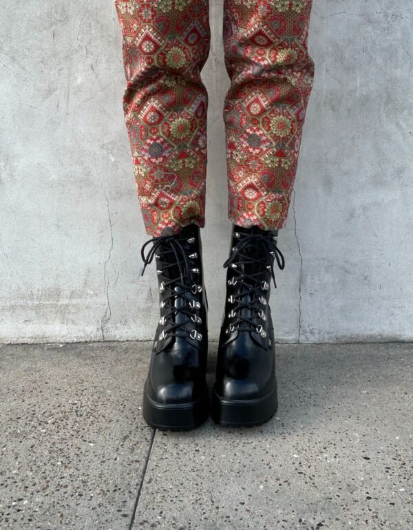 SHINY SUPER CHUNKY PLATFORM COMBAT BOOTS