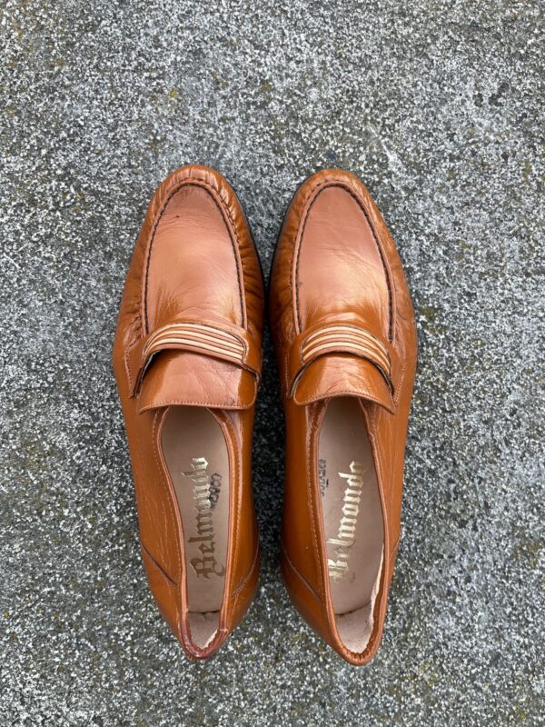 PINCH STITCH TWO TONE LEATHER BAND LOAFERS