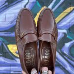 NAUTICAL WHEEL STRAP DETAIL LEATHER PINCH STITCH LOAFERS