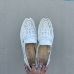 *AS IS* THIN LEATHER PANEL WEAVE STRAP LOAFERS DEADSTOCK