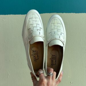 Photo detail:THICK WEAVE LEATHER STRAP SLIP ON LOAFERS DEADSTOCK