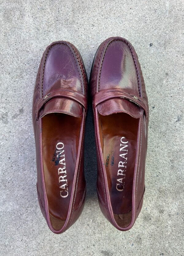 PINCH STITCH EYE BUTTON STRAP LEATHER LOAFERS