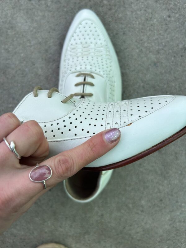 POINTED TOE PERFORATED LEATHER WEAVE LACE UP OXFORD SHOES