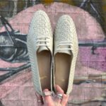 LEATHER WEAVE DIAMOND CUT PERFORATED LACE UP OXFORD SHOES
