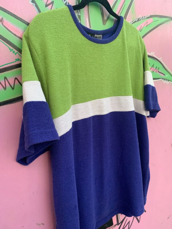 FUN! 1990S OVERSIZED COLORBLOCK TERRY CLOTH BOXY SHIRT