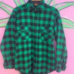 100% WOOL MADE IN USA BUFFALO PLAID FLANNEL SHIRT DOUBLE FRONT POCKET