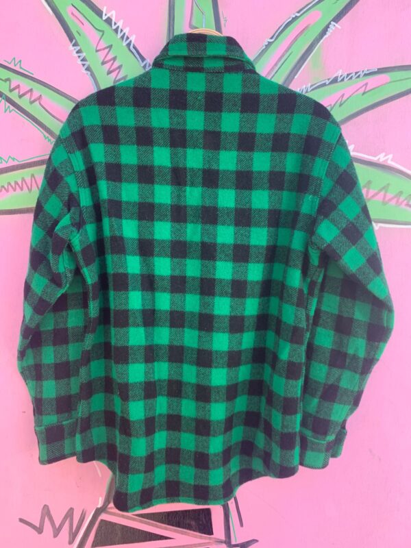 100% WOOL MADE IN USA BUFFALO PLAID FLANNEL SHIRT DOUBLE FRONT POCKET