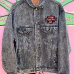 *AS-IS* RAD! ACID WASH MOTLEY CRUE PATCH GREY FADE TRUCKER DENIM JACKET