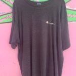 MADE IN USA FADED BLACK HEAVY COTTON RIBBED COLLAR SINGLE STITCH T SHIRT