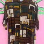 1990S UNIQUE FURNITURE PRINT MOCK COLLAR RAYON BUTTON DOWN SHIRT