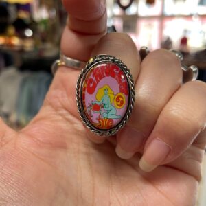 Photo detail:CANCER ZODIAC PSYCHEDELIC GRAPHIC OVAL PERUVIAN RING