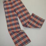 1970S MADE IN FRANCE WOOL BLEND WIDE LEG TARTAN PLAID PANTS