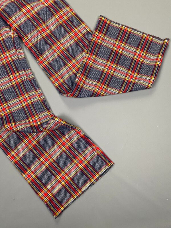 1970S MADE IN FRANCE WOOL BLEND WIDE LEG TARTAN PLAID PANTS