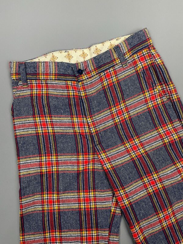 1970S MADE IN FRANCE WOOL BLEND WIDE LEG TARTAN PLAID PANTS