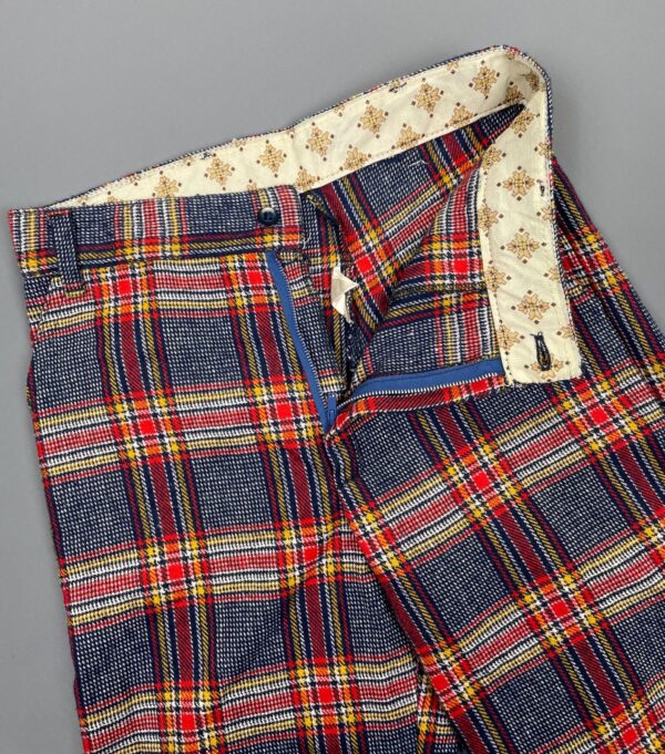 1970S MADE IN FRANCE WOOL BLEND WIDE LEG TARTAN PLAID PANTS