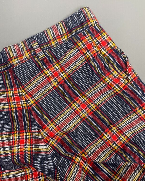 1970S MADE IN FRANCE WOOL BLEND WIDE LEG TARTAN PLAID PANTS