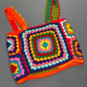 Photo detail:WOW! 1970S COLORFUL CROCHET KNIT SLEEVELESS CROPPED TOP