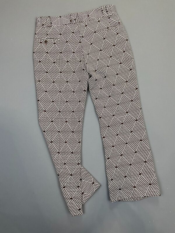 SO RAD!!! 1970S GEOMETRIC ZIGZAG PATTERN DOUBLE KNIT TROUSERS