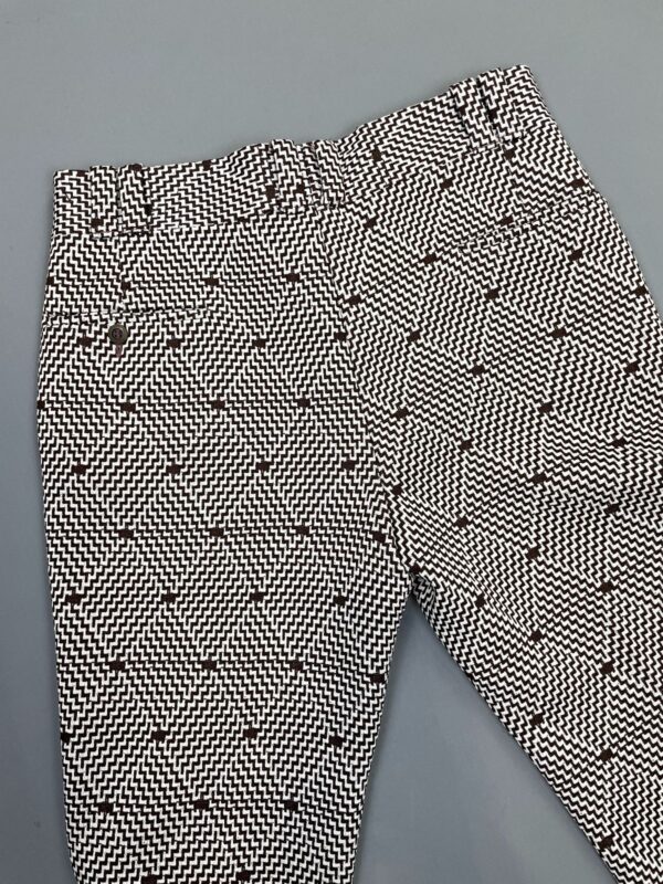 SO RAD!!! 1970S GEOMETRIC ZIGZAG PATTERN DOUBLE KNIT TROUSERS