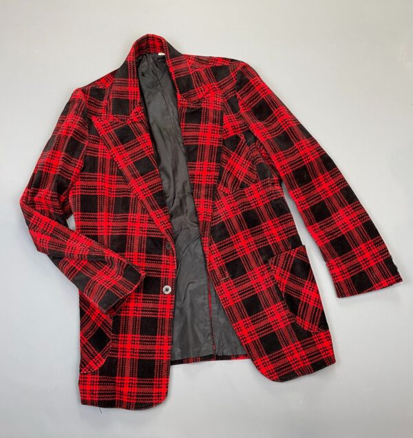 SO SIC! 1970S VELOUR VELVET TARTAN PLAID HOUNDSTOOTH HYBRID BLAZER SUIT JACKET