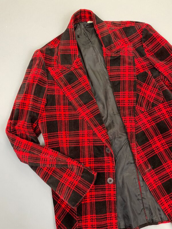 SO SIC! 1970S VELOUR VELVET TARTAN PLAID HOUNDSTOOTH HYBRID BLAZER SUIT JACKET