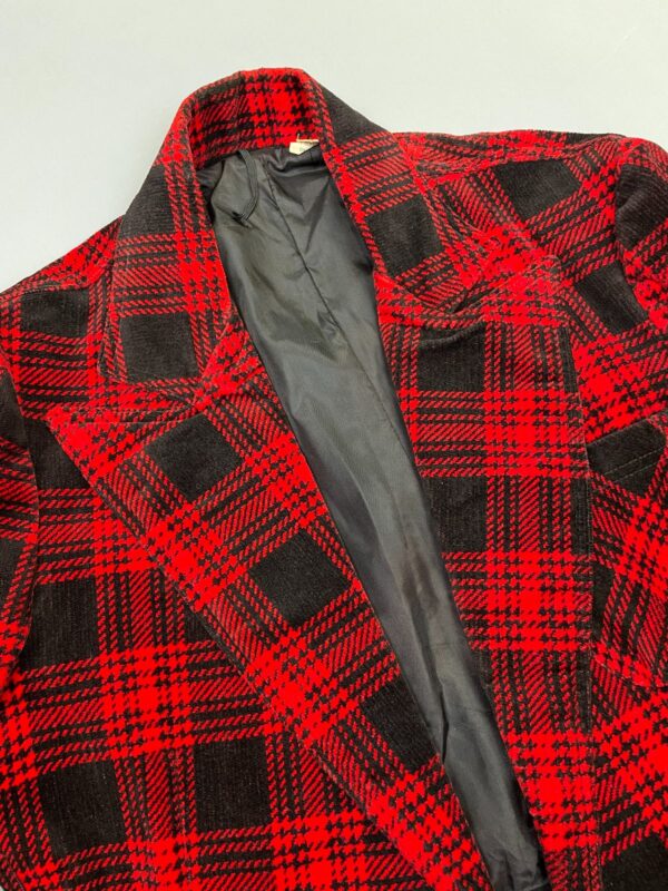 SO SIC! 1970S VELOUR VELVET TARTAN PLAID HOUNDSTOOTH HYBRID BLAZER SUIT JACKET