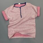 1950S-60S SHORT SLEEVE TEXTURED WEAVE HENLEY SWEATER SHIRT BINDED CONTRAST COLLAR