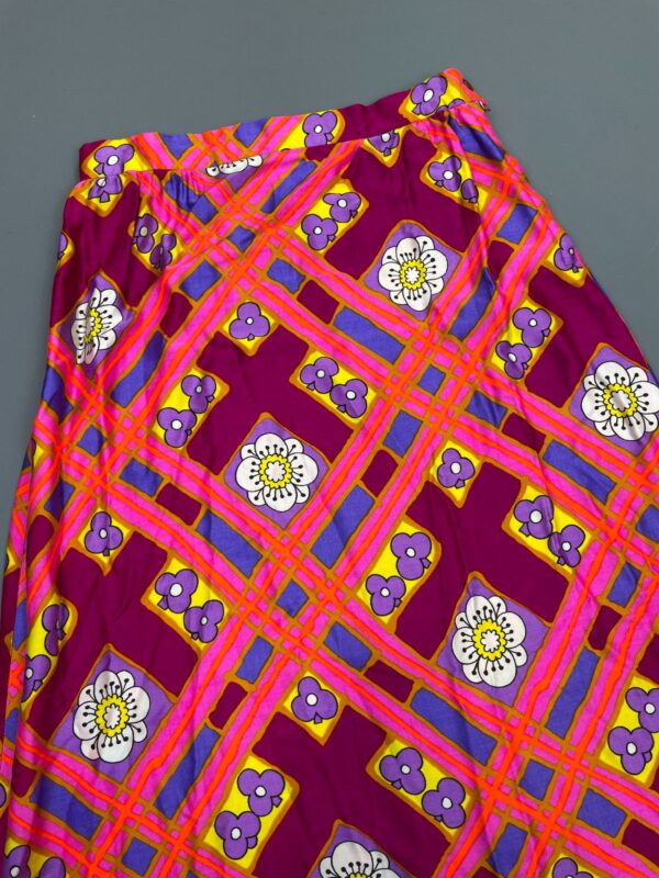 BRIGHT! 1960S NEON PRINT FLOWER POWER MAXI SKIRT