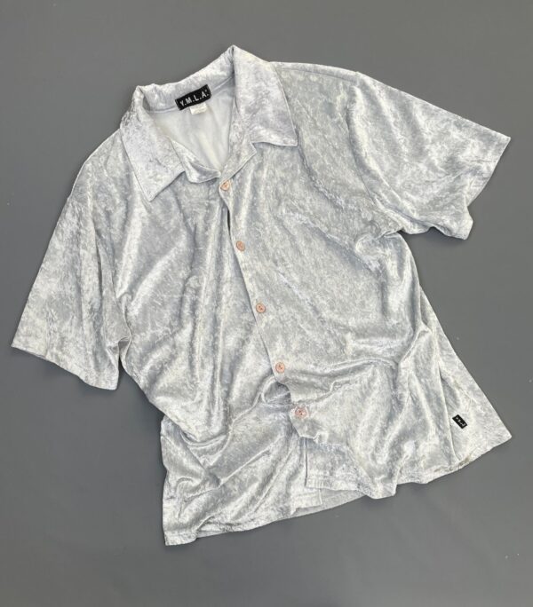 SO FUN! 1990S | EARLY Y2K CRUSHED VELVET CLUB KID SHIRT