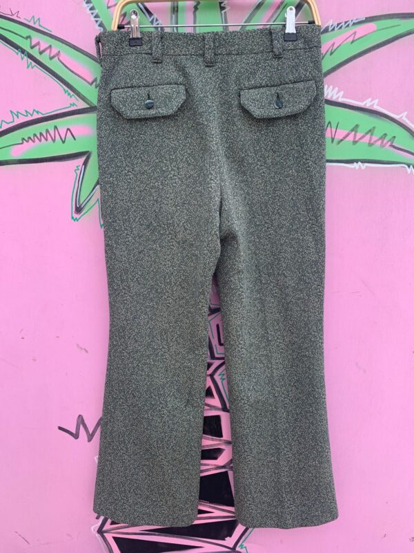 SUPER CUTE! 1970S FUNKY POLY TWEED STYLE TROUSERS TALON ZIPPER