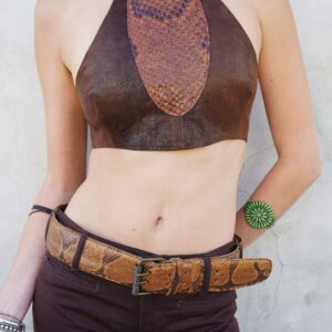 Photo detail:UNREAL! CUSTOM 1970S LEATHER & SNAKESKIN CROPPED HALTER TOP