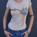RARE! 1970S-80S RAINBOW FLOWER OP OCEAN PACIFIC GRAPHIC BABY TEE