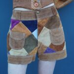 SO RAD!!!!!! 1970S SUEDE PATCHWORK SHORTS DOUBLE FRONT WELT POCKETS – MADE IN CANADA
